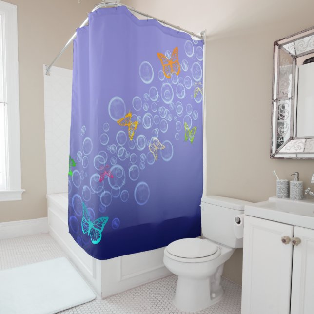 Rideaux De Douche Bouillonne les papillons de n (En situation)