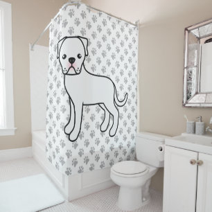 Rideaux De Douche Bouledogue américain blanc Chien de dessin animé m
