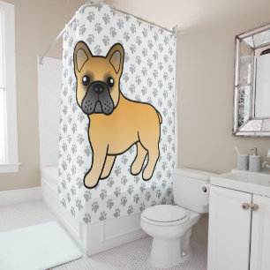 Rideaux De Douche Bouledogue Français Fauve Dessin Animé Mignon
