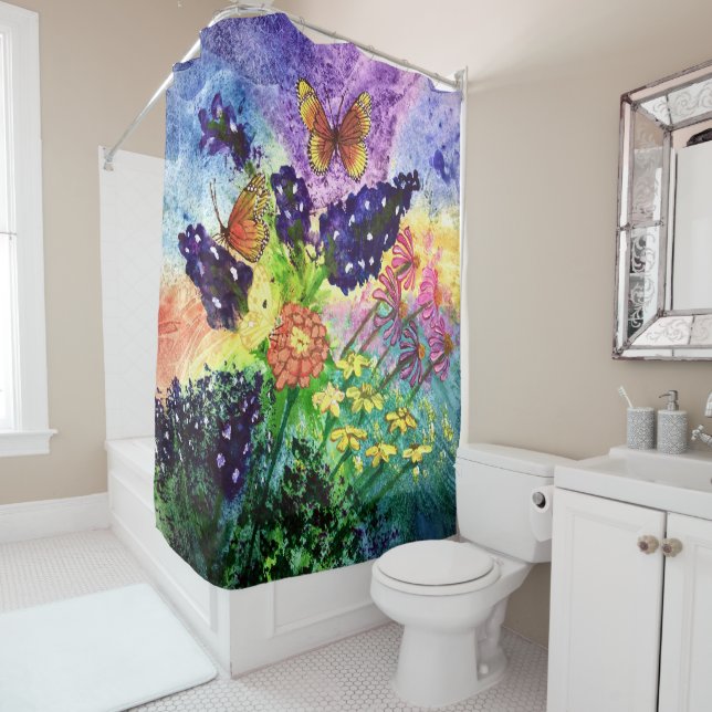Rideaux De Douche Bouquet de Bluebonnet (En situation)