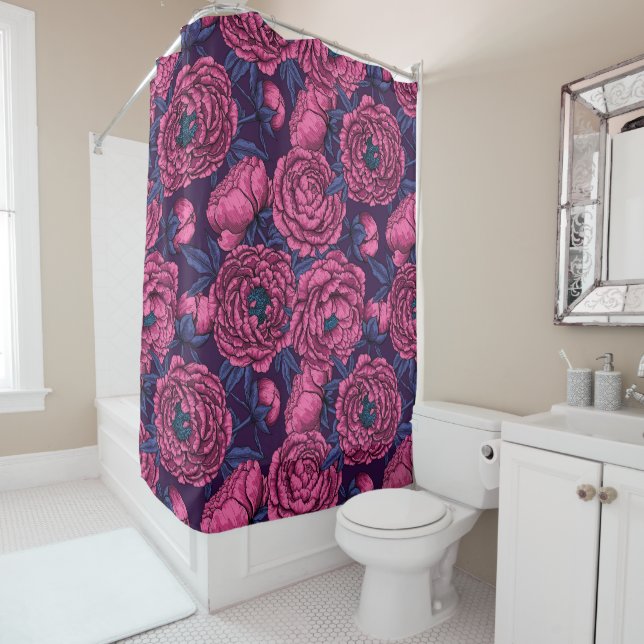 Rideaux De Douche Bouquet de galets roses (En situation)