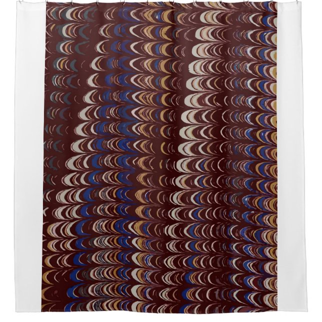 Rideaux De Douche Bourgogne, bleu et blanc motif ondulé  (Devant)