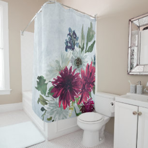 Rideaux De Douche Bourgogne Floral Splash sur Grey