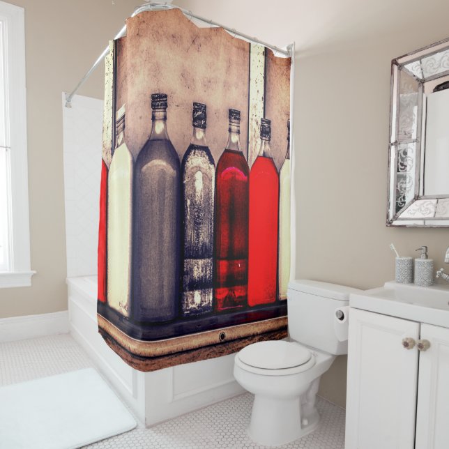 Rideaux De Douche Bouteilles (En situation)