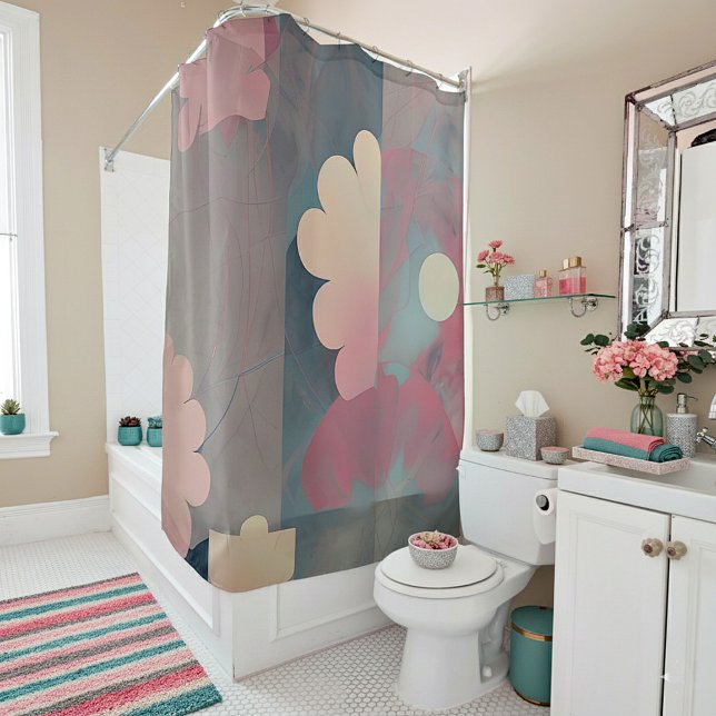 Rideaux De Douche Bouteilles abstraites roses (Créateur téléchargé)