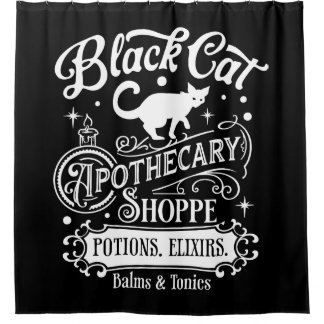 Rideaux De Douche Boutique d'apothecaire de chat noir