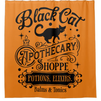 Rideaux De Douche Boutique d'apothecaire de chat noir