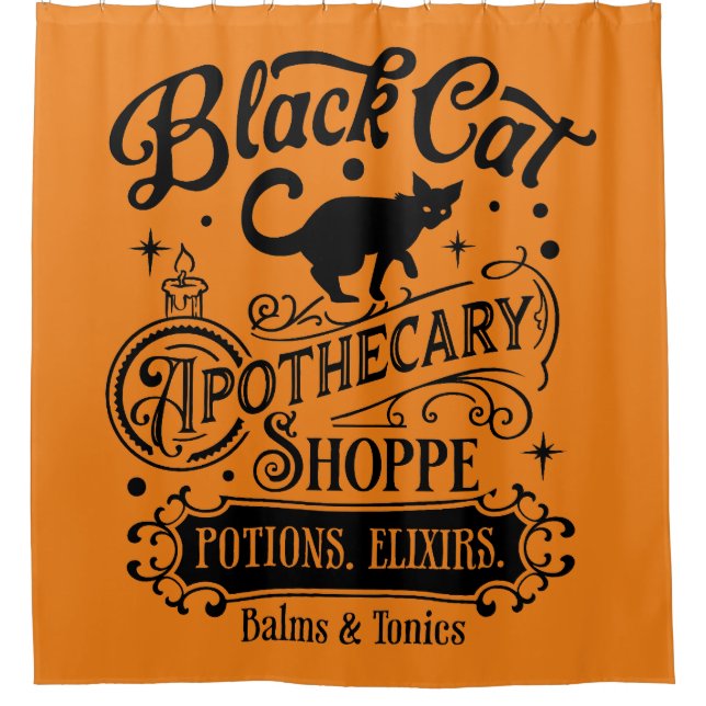 Rideaux De Douche Boutique d'apothecaire de chat noir (Devant)