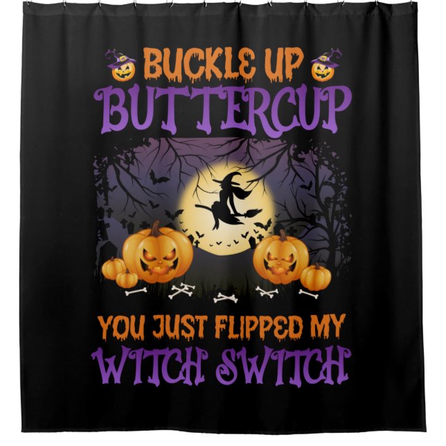 Rideaux De Douche Bouton d'interrupteur de sorcière d'Halloween vers (Devant)