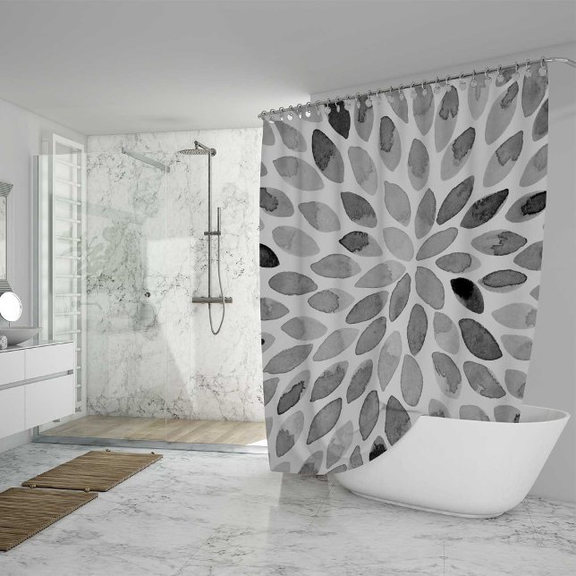 Rideaux De Douche Boutons de brosse d'aquarelle - noir et blanc (Créateur téléchargé)