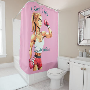 Rideaux De Douche Boxeuse féminine en forme Thunder_Cove