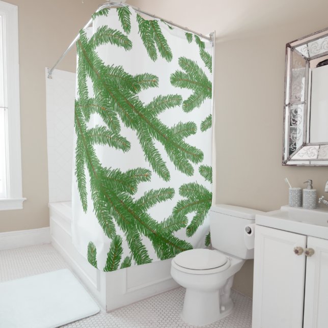 Rideaux De Douche Branches de sapin vert (En situation)