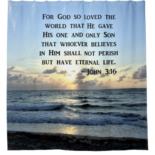 RIDEAUX DE DOUCHE BRIGHT BLUE JOHN 3:16 OCEAN PHOTO DESIGN (Devant)