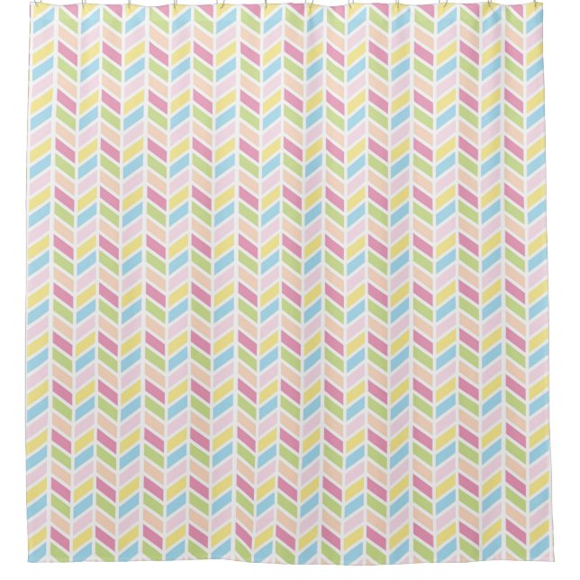 Rideaux De Douche Bright Fun Cheery Herringbone Motif Design (Devant)
