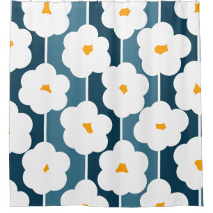 Rideaux De Douche Bright Mid-Century Modern Floral Pattern