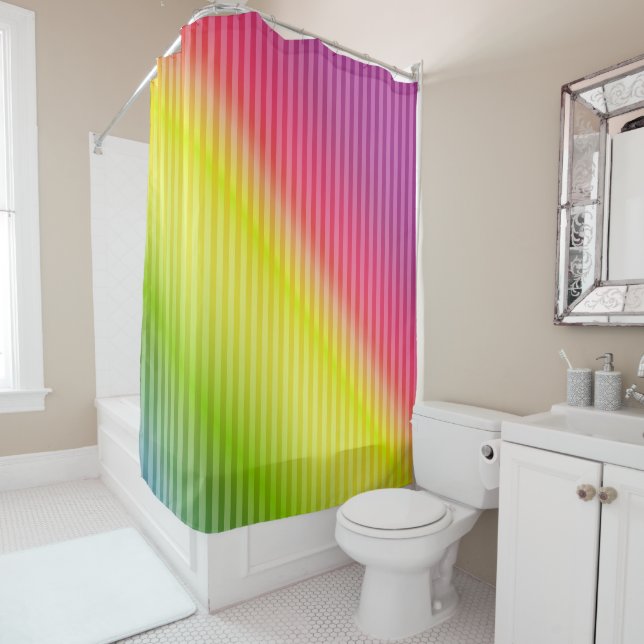 Rideaux De Douche Bright neon fluorescent dégradé arc-en-ciel ombre  (En situation)
