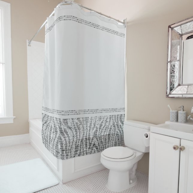 Rideaux De Douche Brillant exotique Poster de animal blanc Zebra Sil (En situation)