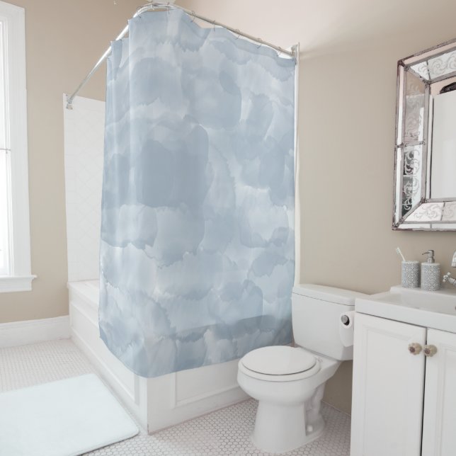 Rideaux De Douche Brosse moderne couleur bleu foncé (En situation)