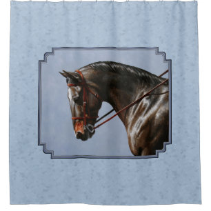 Rideaux De Douche Brown Bay Oldenburg Horse Portrait