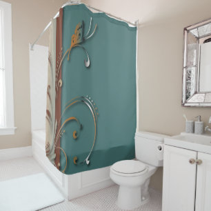 Rideaux De Douche Brown et Turquoise Nature Vin Tourbillonnant & Pap