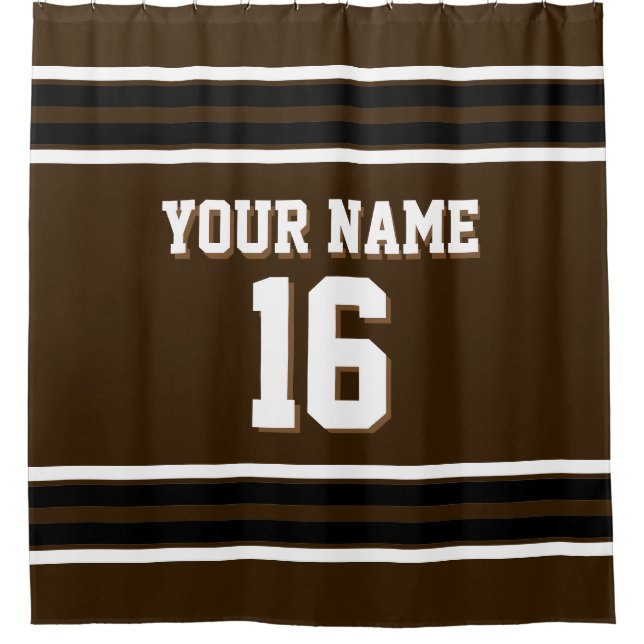 Rideaux De Douche Brown foncé noir blanc rayures sport Jersey (Devant)