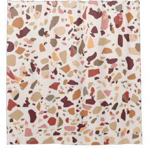 Rideaux De Douche Brown terrazzo : vintage, motif à la mode.