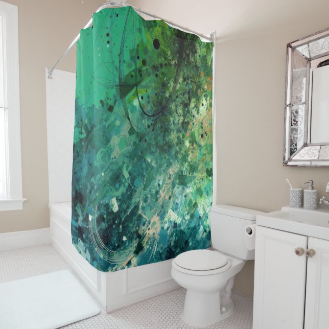 Rideaux De Douche Bruit vert Abstrait (En situation)