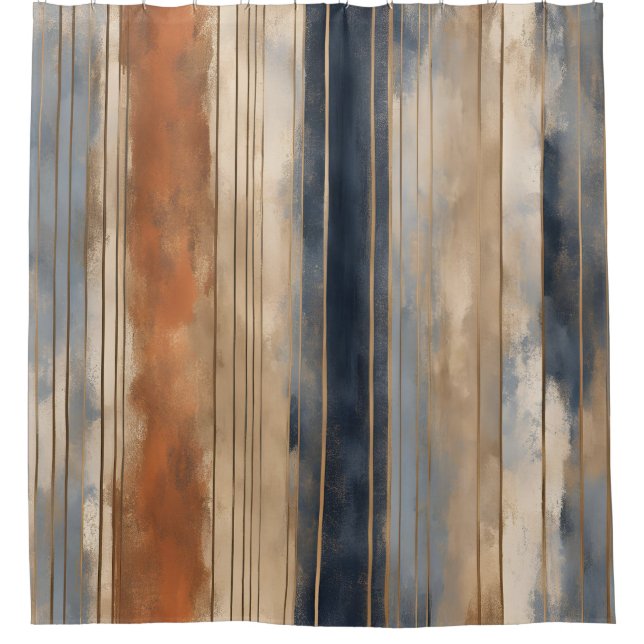 Rideaux De Douche Brûlé Orange Navy Dusty Bleu Distressed (Devant)