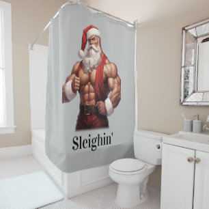 Rideaux De Douche Buff Santa Claus Muscles d'entraînement Salle de g