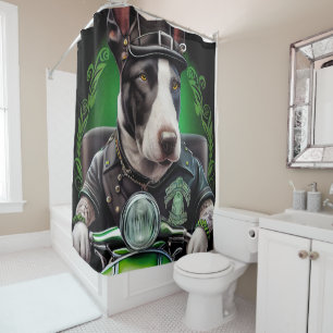 Rideaux De Douche Bull Terrier Chien Conduite Vélo St. Patrick's Day