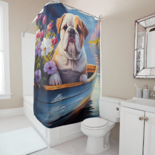 Rideaux De Douche Bulldog anglais sur une pagaie : une aventure Pitt