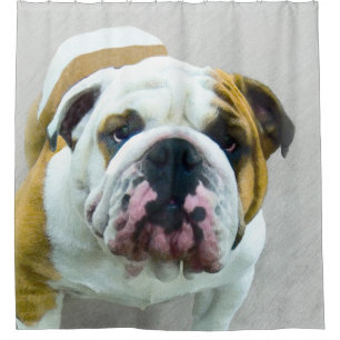Rideaux De Douche Bulldog Painting - Joli art original chien