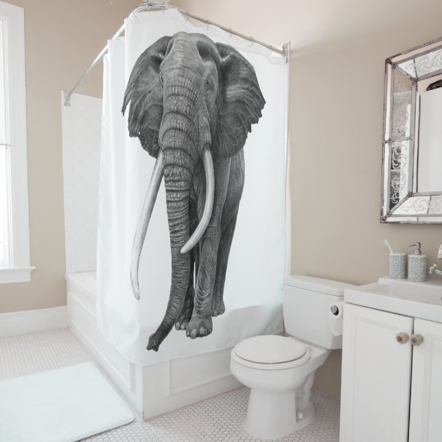 Rideaux De Douche Bulle - Dessin au crayon (En situation)