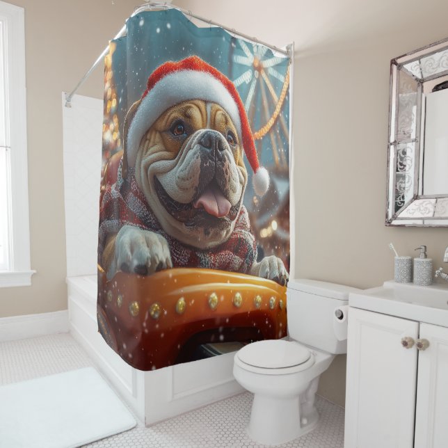 Rideaux De Douche Bullmastiff Dog Roller Dessous de verre Noël (En situation)