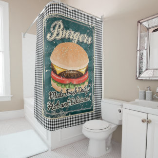 Rideaux De Douche Burger Retro