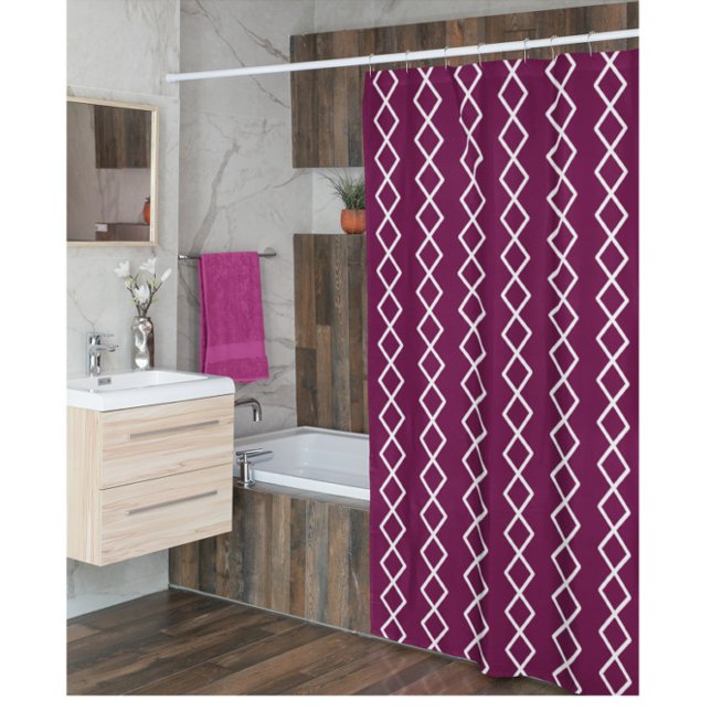Rideaux De Douche Burgundy blanc géométrique (Créateur téléchargé)