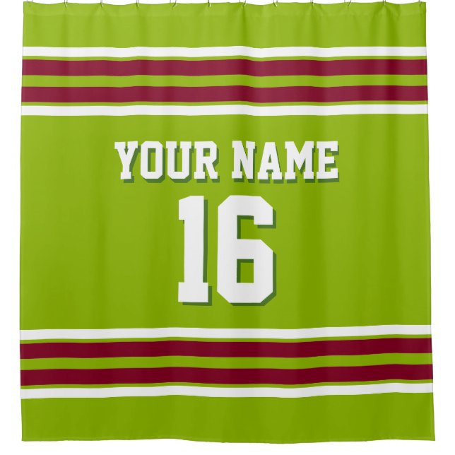 Rideaux De Douche Burgundy White Stripes Sports Jersey (Devant)
