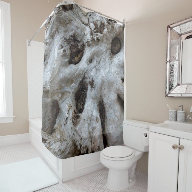 Rideaux De Douche Burl de bois de chauffe Abstrait (En situation)