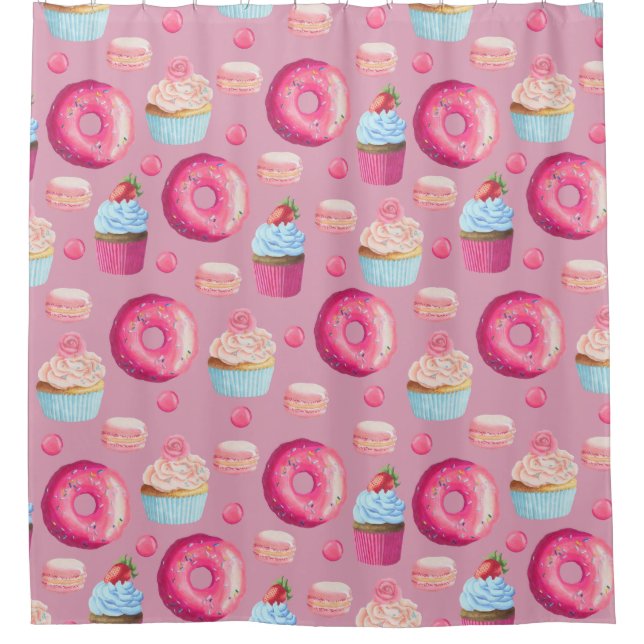 Rideaux De Douche Butées toriques, petits gâteaux, et sucreries (Devant)