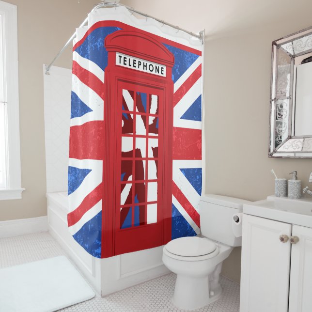 Rideaux De Douche Cabine de téléphone britannique (En situation)