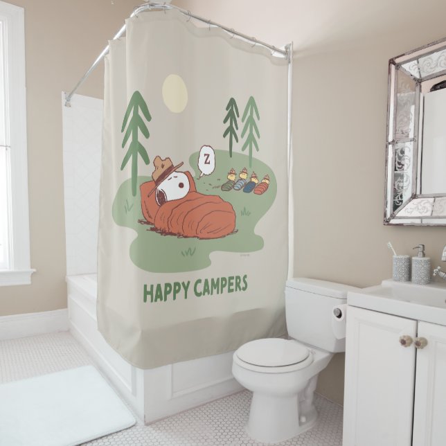 Rideaux De Douche cacahuètes | Campeurs de couchage Snoopy & Woodsto (En situation)