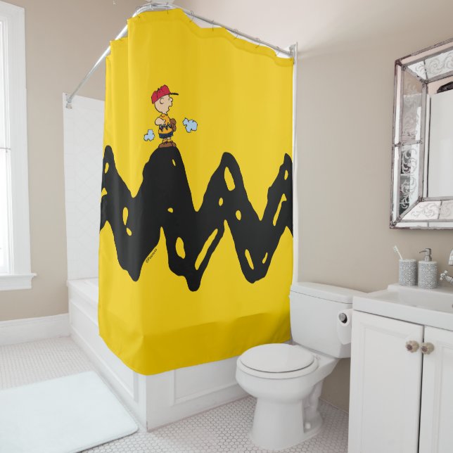 Rideaux De Douche cacahuètes | Charlie Baseball Brown (En situation)