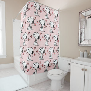 Rideaux De Douche cacahuètes   Coeurs de snoopy