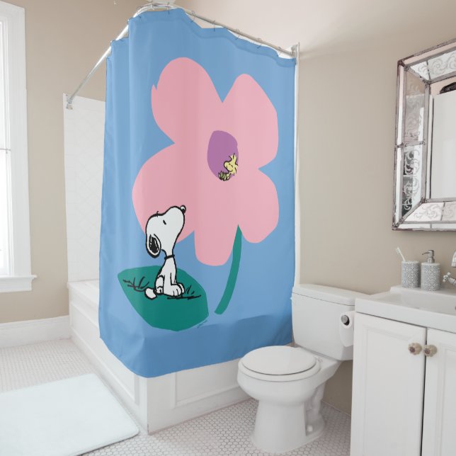Rideaux De Douche cacahuètes | Illustration Nature Rose Flower (En situation)