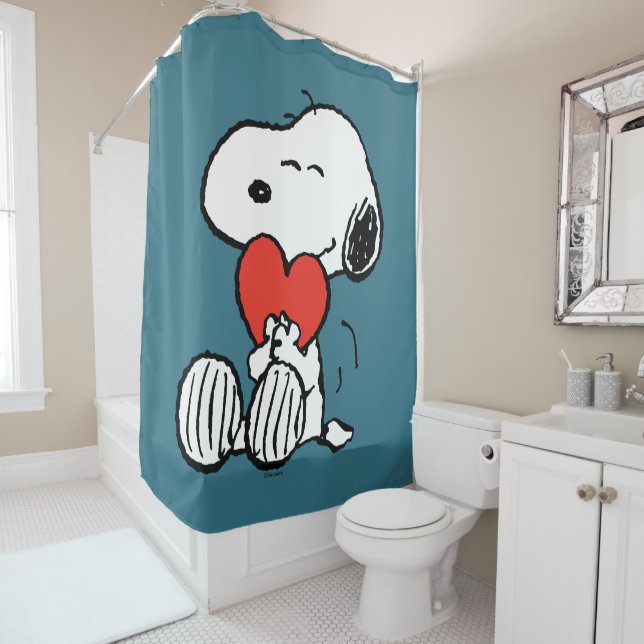 Rideaux De Douche cacahuètes | Saint Valentin | Snoopy Heart Hug (En situation)