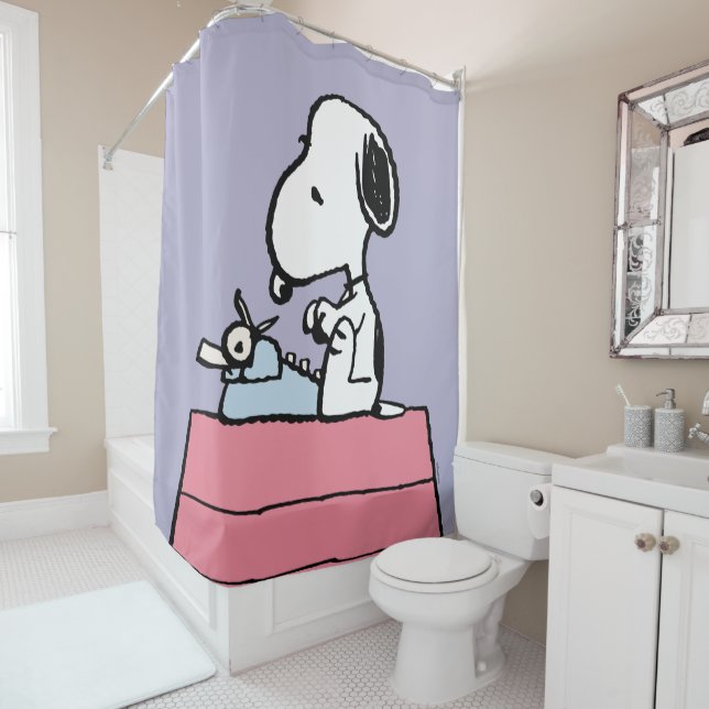 Rideaux De Douche cacahuètes | Snoopy à la machine à écrire (En situation)