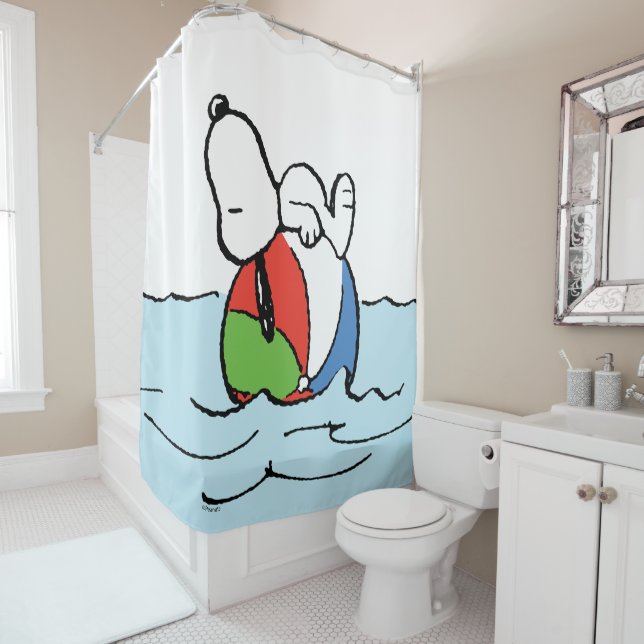Rideaux De Douche cacahuètes | Snoopy Beach Ball Beach (En situation)