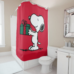 Rideaux De Douche cacahuètes   Snoopy Christmas Gift Giver