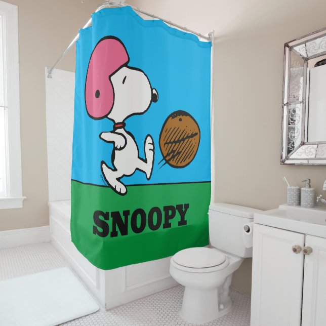 Rideaux De Douche cacahuètes | Snoopy Football Kicker (En situation)