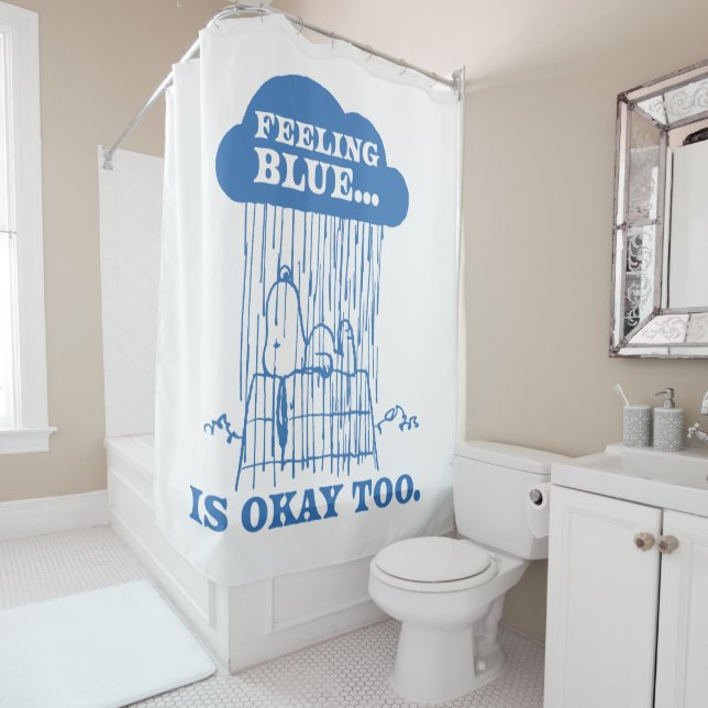Rideaux De Douche cacahuètes | Snoopy Sentiment Bleu Est OK Aussi (En situation)
